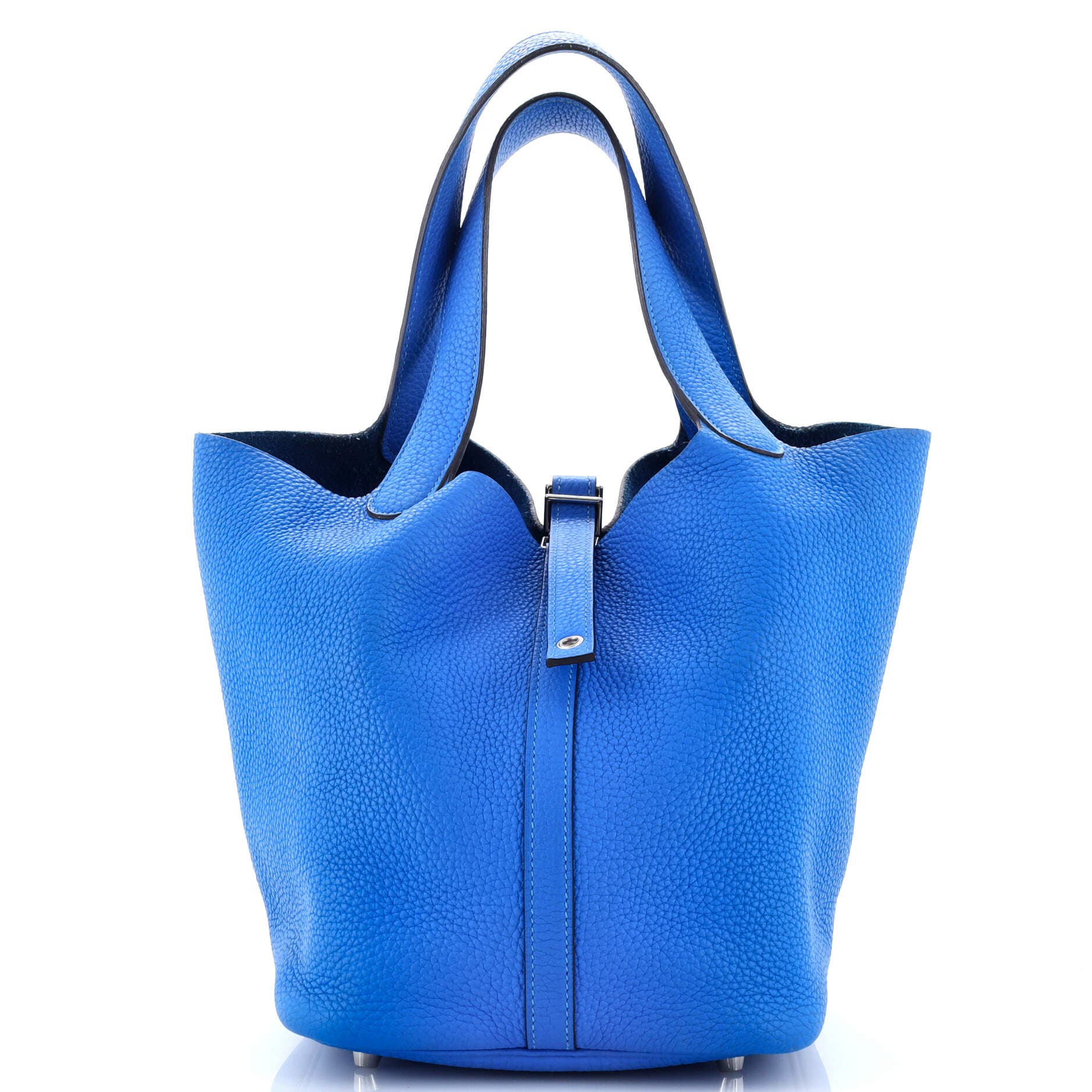 Pre-Owned Hermes Picotin Lock Bag Clemence MM, Main, color, Bleu Hydra