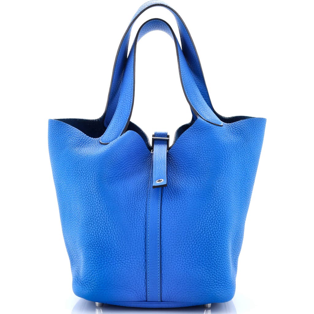 Pre-owned Hermes Hermes Picotin Lock Bag Clemence Mm In Blue