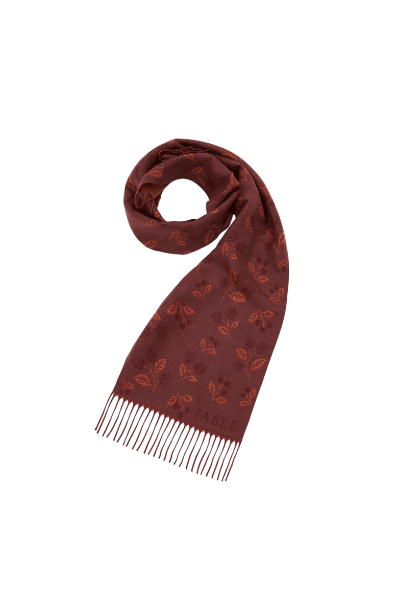 Blackberry Long Jacquard Scarf, Main, color, Burgundy