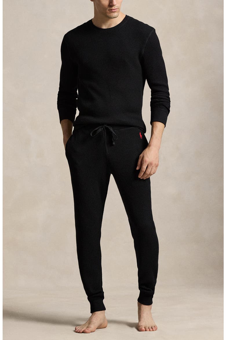 Premium Thermal Long Sleeve Pajama T-Shirt, Alternate, color, POLO BLACK