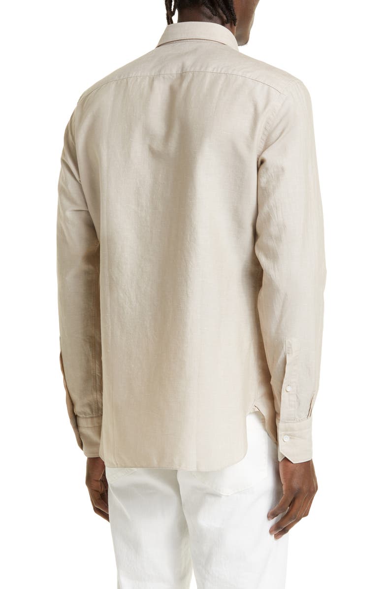 ZEGNA Crossover Cotton, Linen & Silk Button-Up Shirt, Alternate, color, 