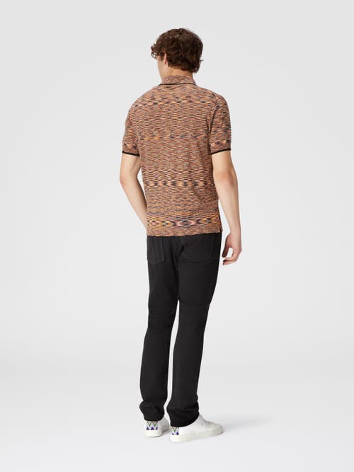 Missoni Slub Cotton Polo Shirt In Orange