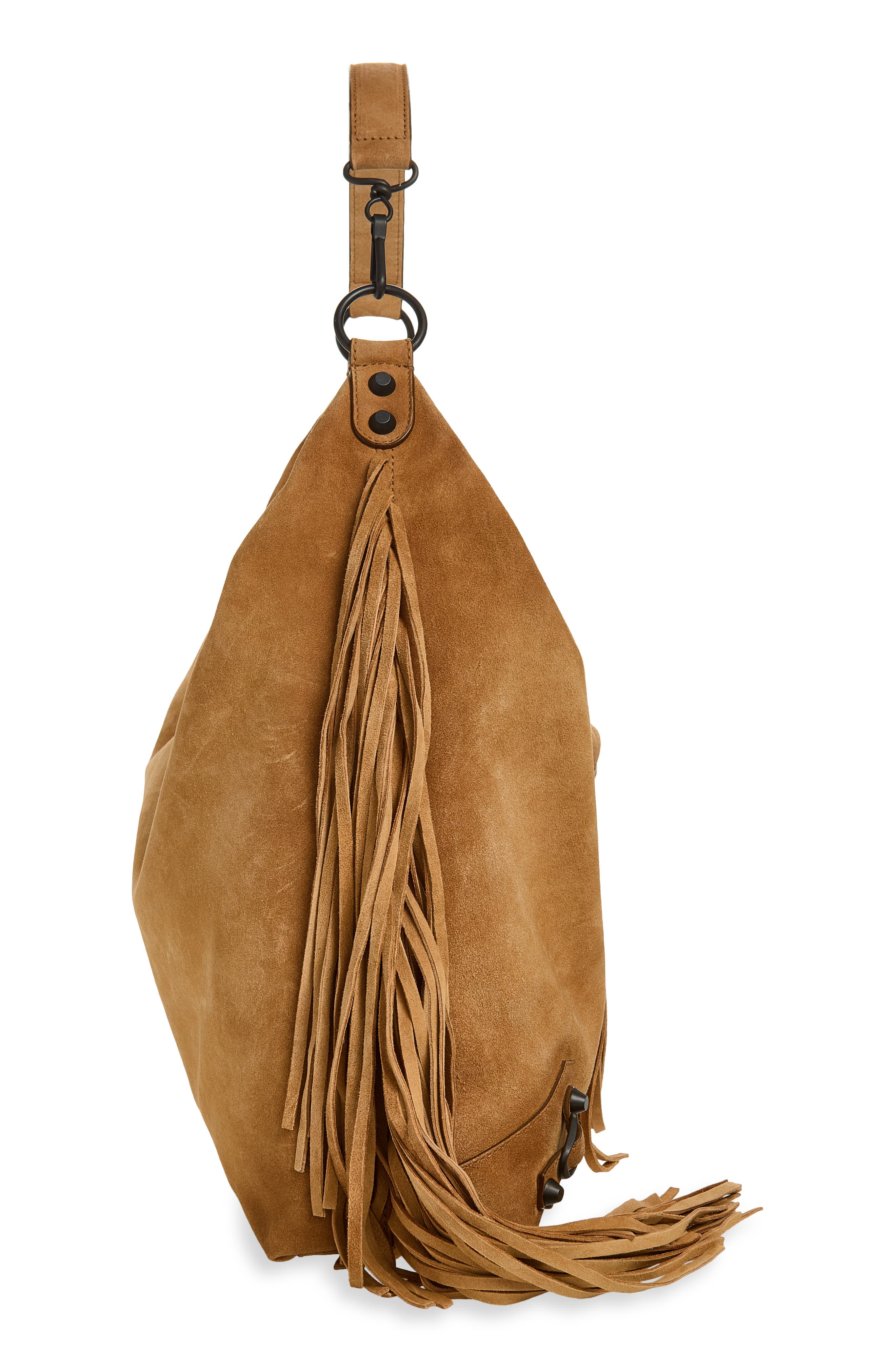 Medium Le City Fringe Waxed Suede Hobo Bag, Alternate, color, 2533 CAMEL