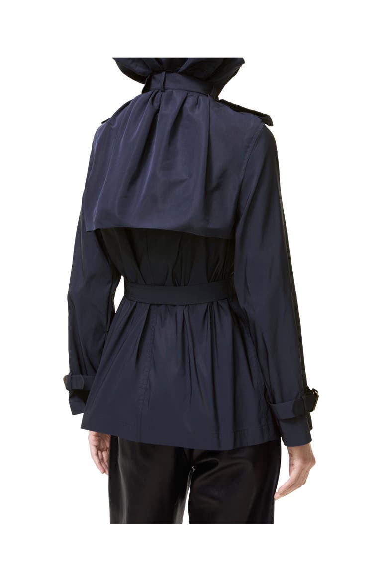 Faille Clare Trench Jacket, Alternate, color, Dark ink blue