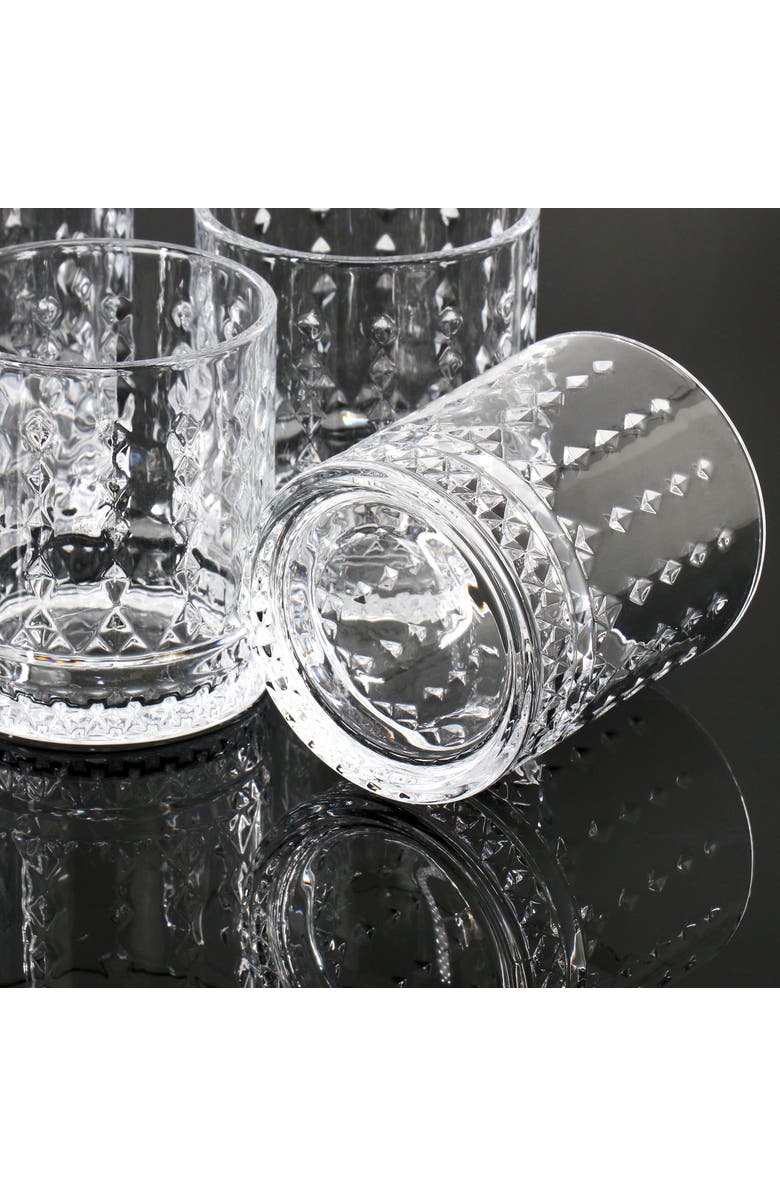 Gibson Home 4 Piece 13 Ounce Teardrop Embossed Double Old-Fashioned Glass Set, Alternate, color, Clear