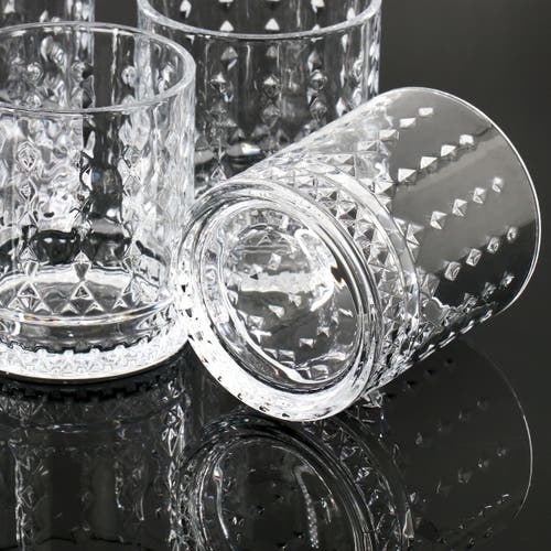 Gibson Home 4 Piece 13 Ounce Teardrop Embossed Double Old-fashioned Glass Set In Transparent