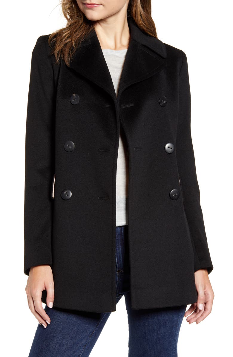 Fleurette Double Breasted Wool Peacoat, Alternate, color,