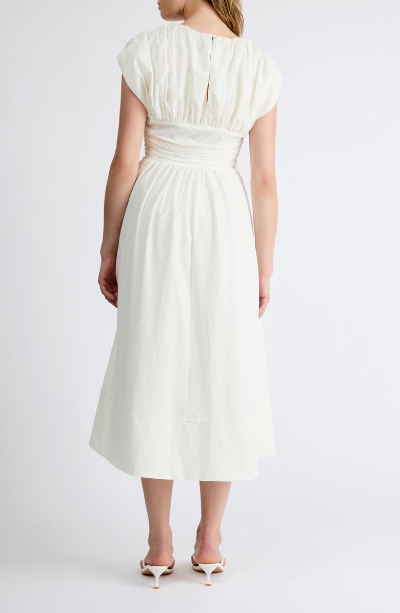 Extro & Vert Thea Ruched Waist Midi Dress, Alternate, color, White