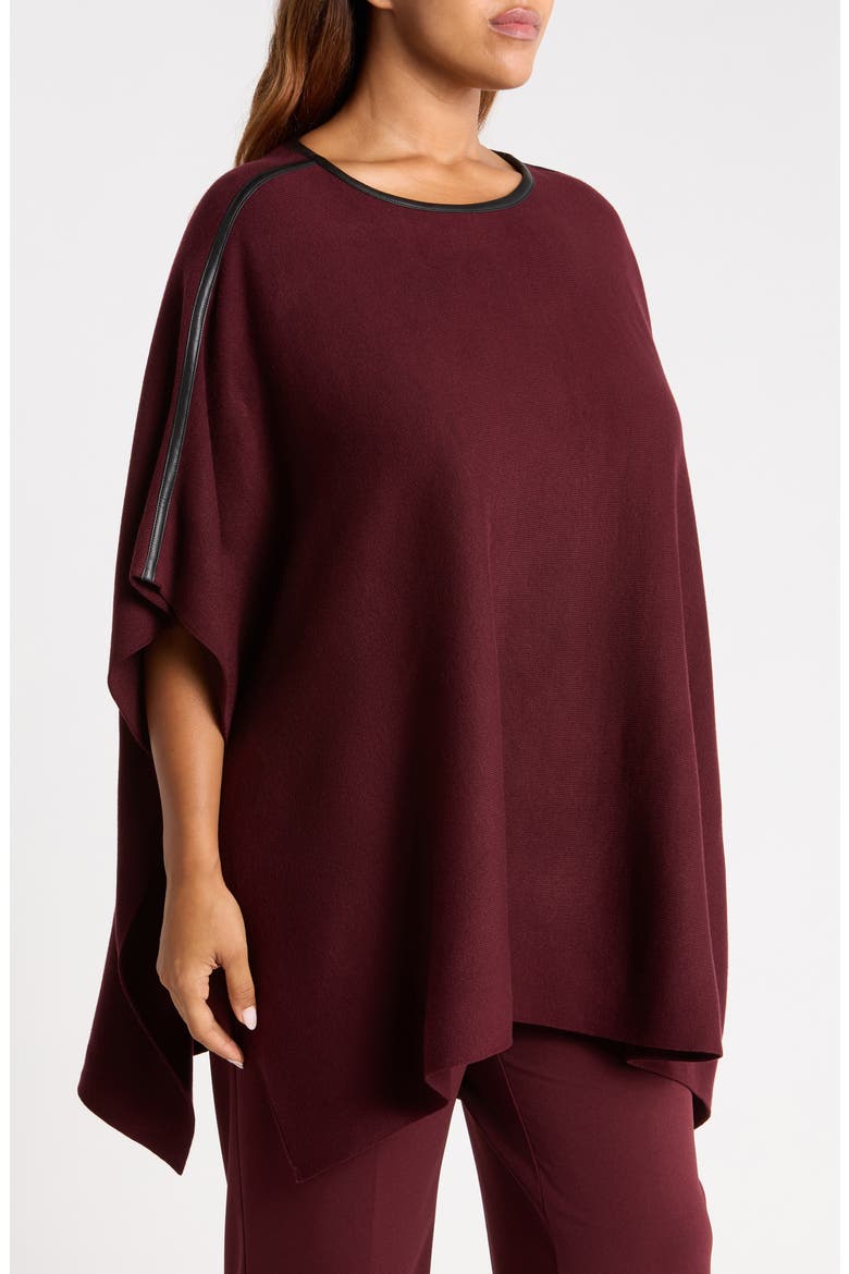 Faux Leather Trim Cape, Alternate, color, BAROLO