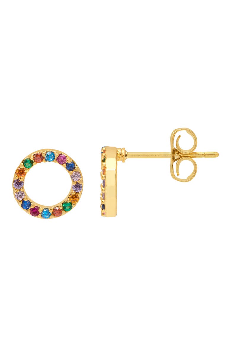 Cubic Zirconia Circle Stud Earrings, Main, color, GOLD