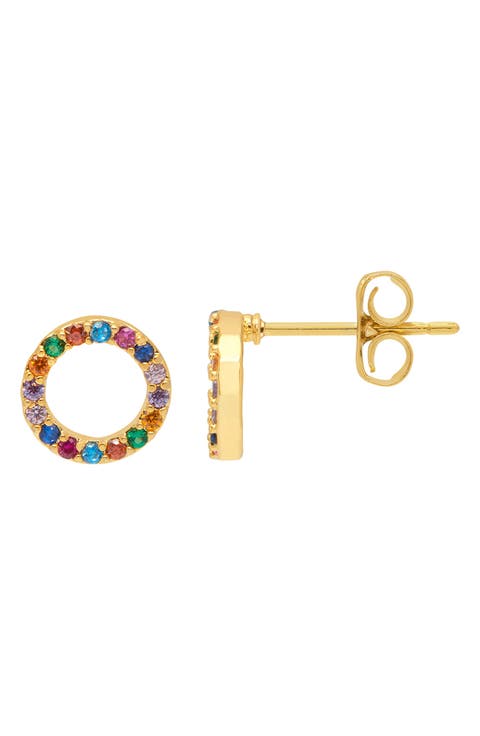 Cubic Zirconia Circle Stud Earrings