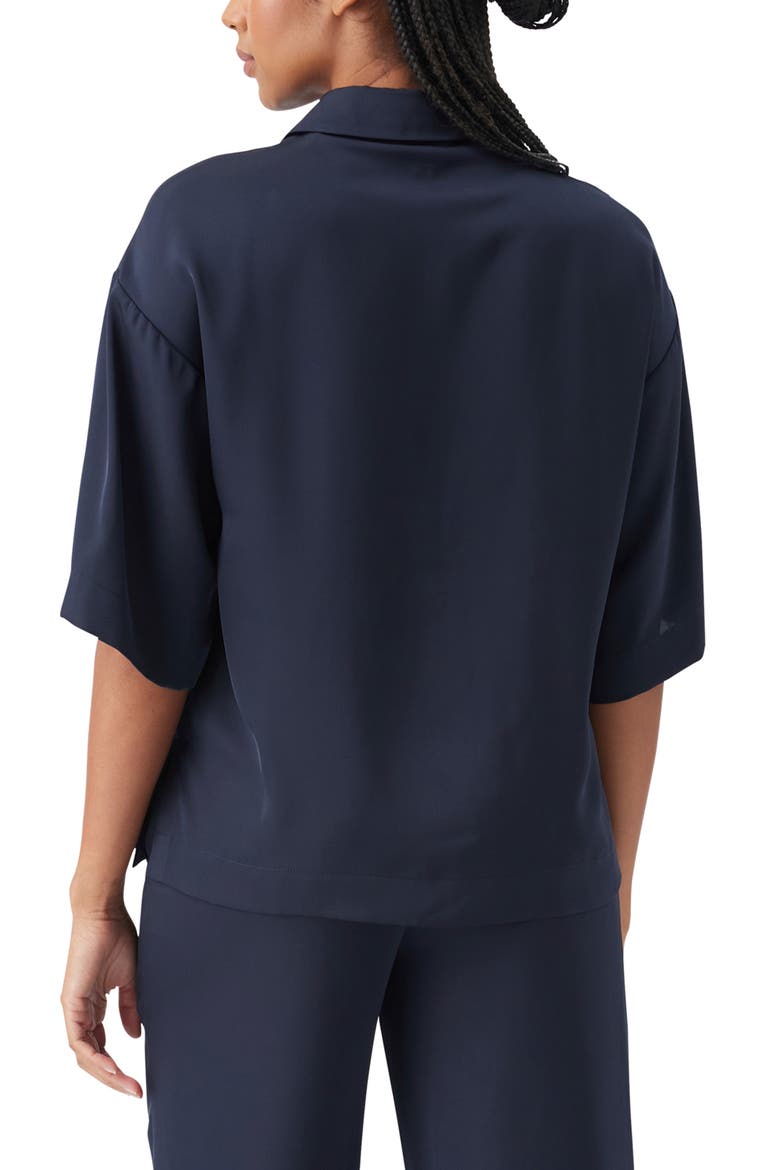 Tamara Satin Shirt, Alternate, color, Midnight