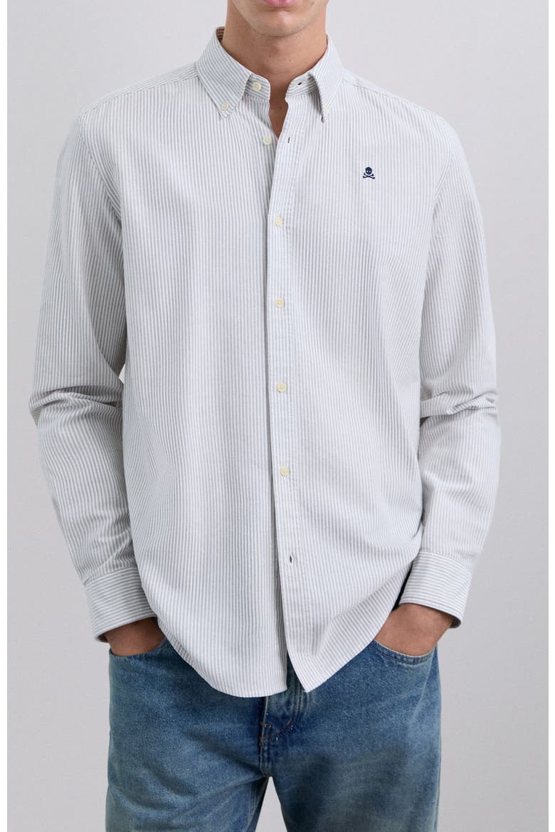 New Oxford Bd Slim Oe Shirt, Main, color, Khakistripes
