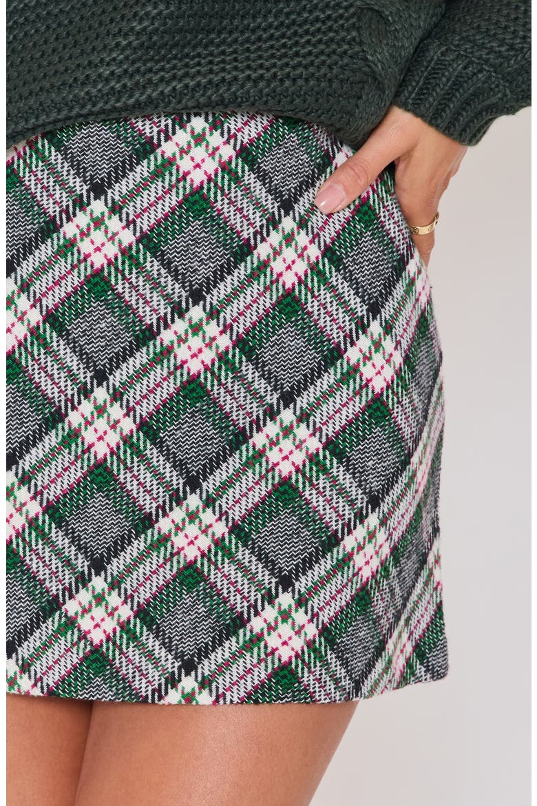 Laci Plaid Miniskirt, Alternate, color, IVORY/ GREEN