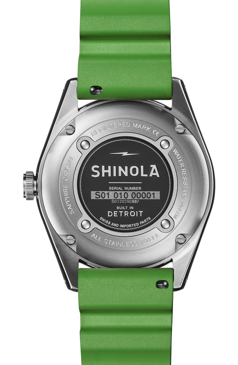 Shinola Duck Rubber Strap Watch, 42mm, Alternate, color, 