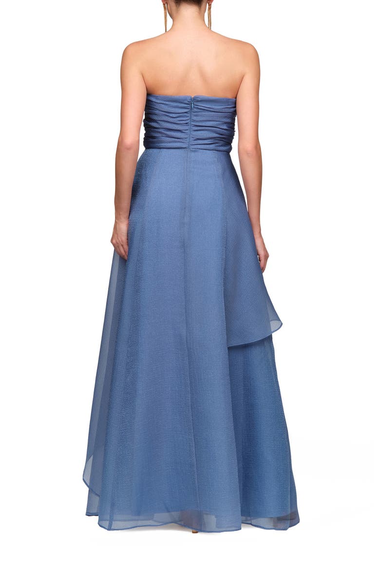 Amica Strapless Organza Gown, Alternate, color, AZURE BLUE
