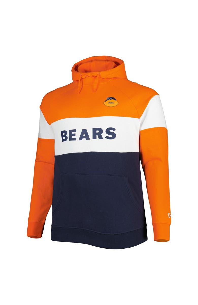 New Era Men's New Era Navy Chicago Bears Big & Tall Throwback Colorblock Raglan Pullover Hoodie, Alternate, color, 