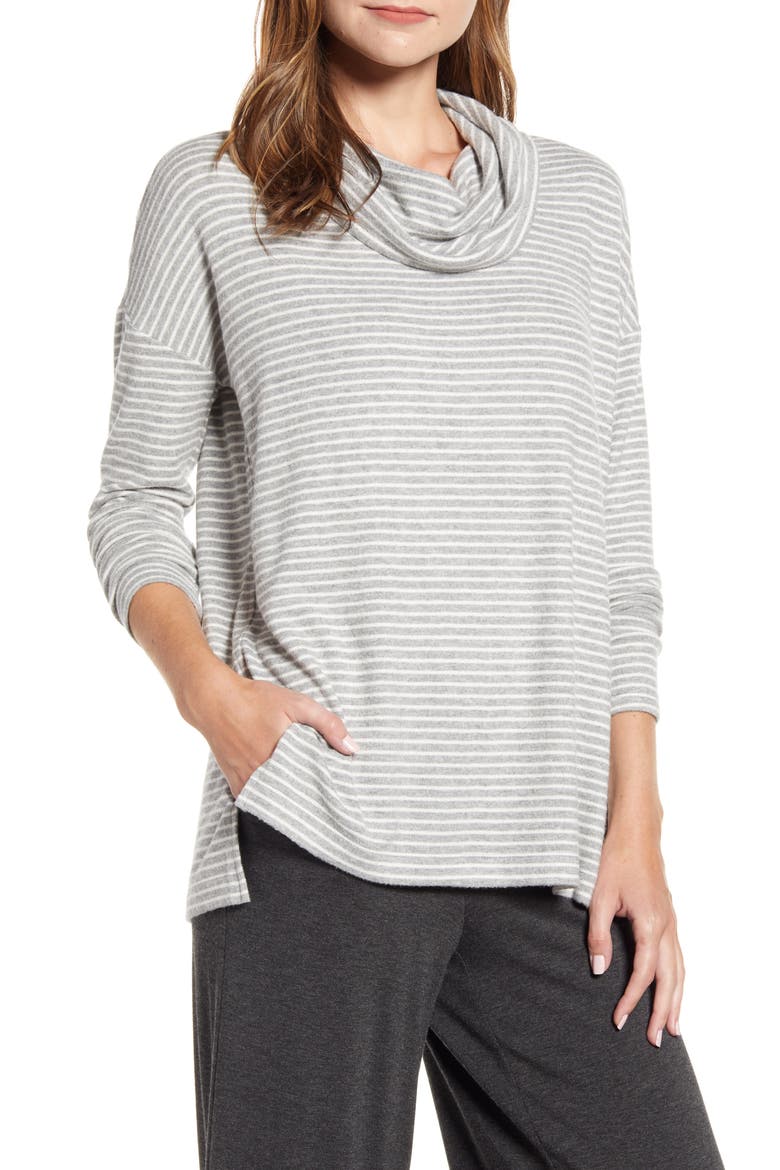 Brushed Cowl Neck Top, Main, color, LAZY GREY MELANGE