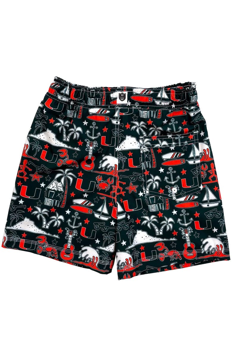 Wes & Willy Youth Wes & Willy Green Miami Hurricanes Luau Swim Trunks, Alternate, color, 