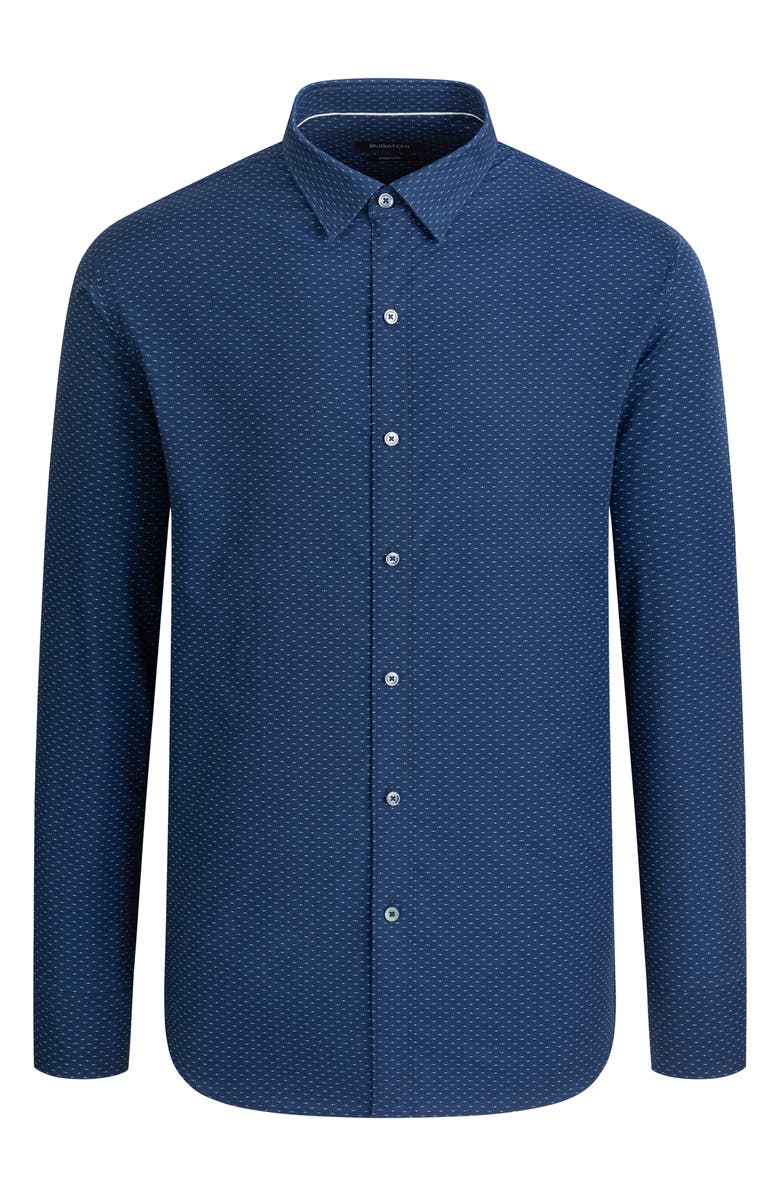 Bugatchi Shaped Fit Microprint Stretch Button-Up Shirt, Main, color,
