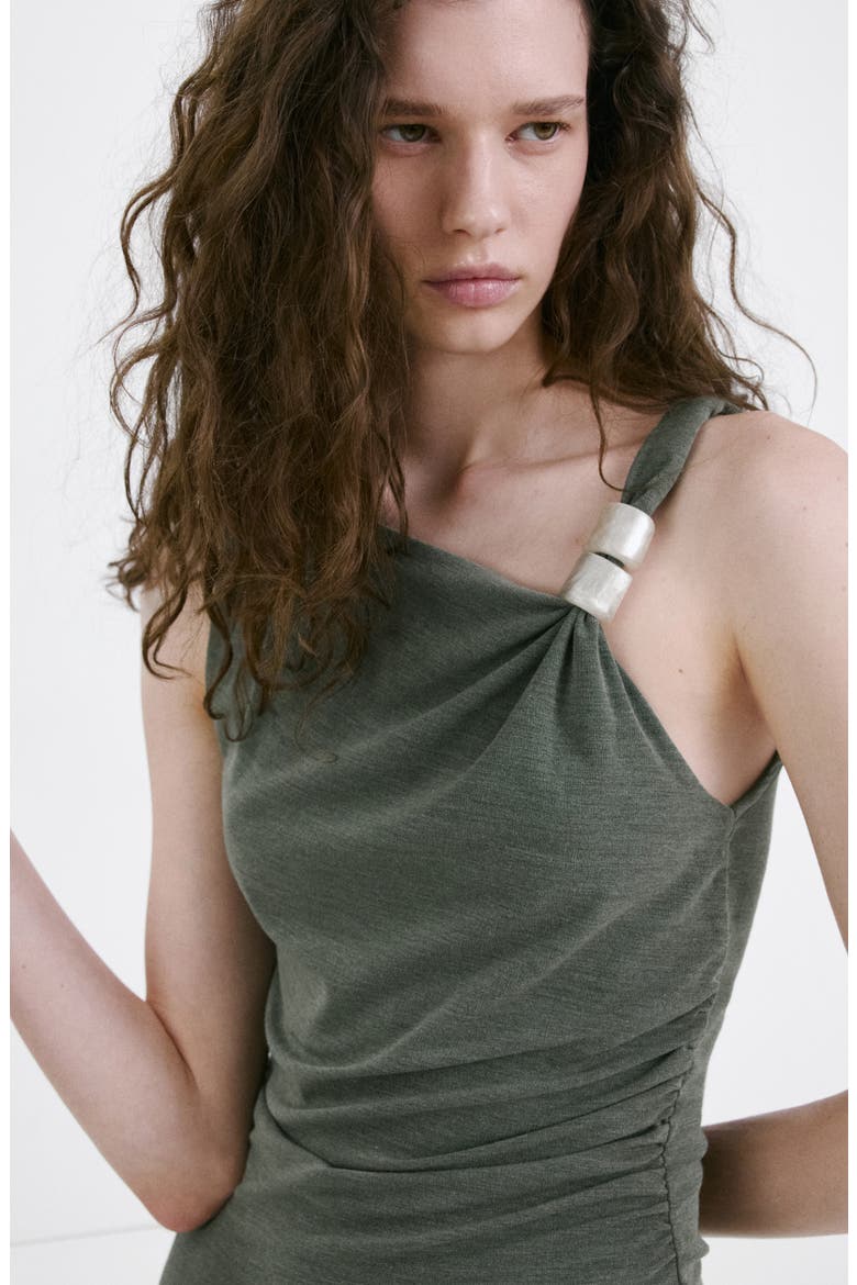 Ruched Sleeveless Midi Dress, Alternate, color, GREEN