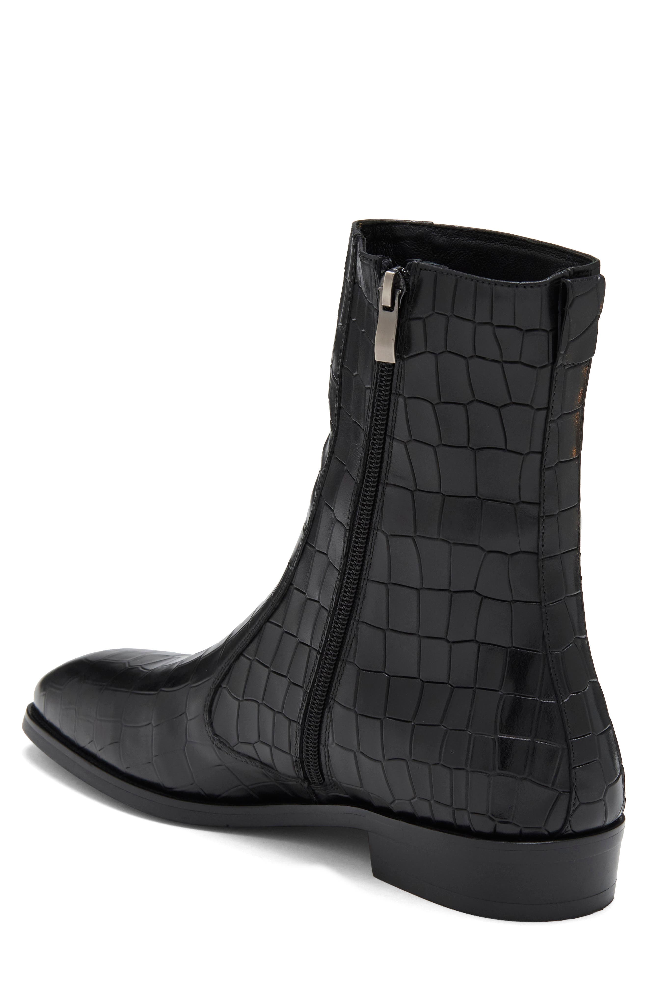 Amadeus Alligator Embossed Leather Boot, Alternate, color, BLACK