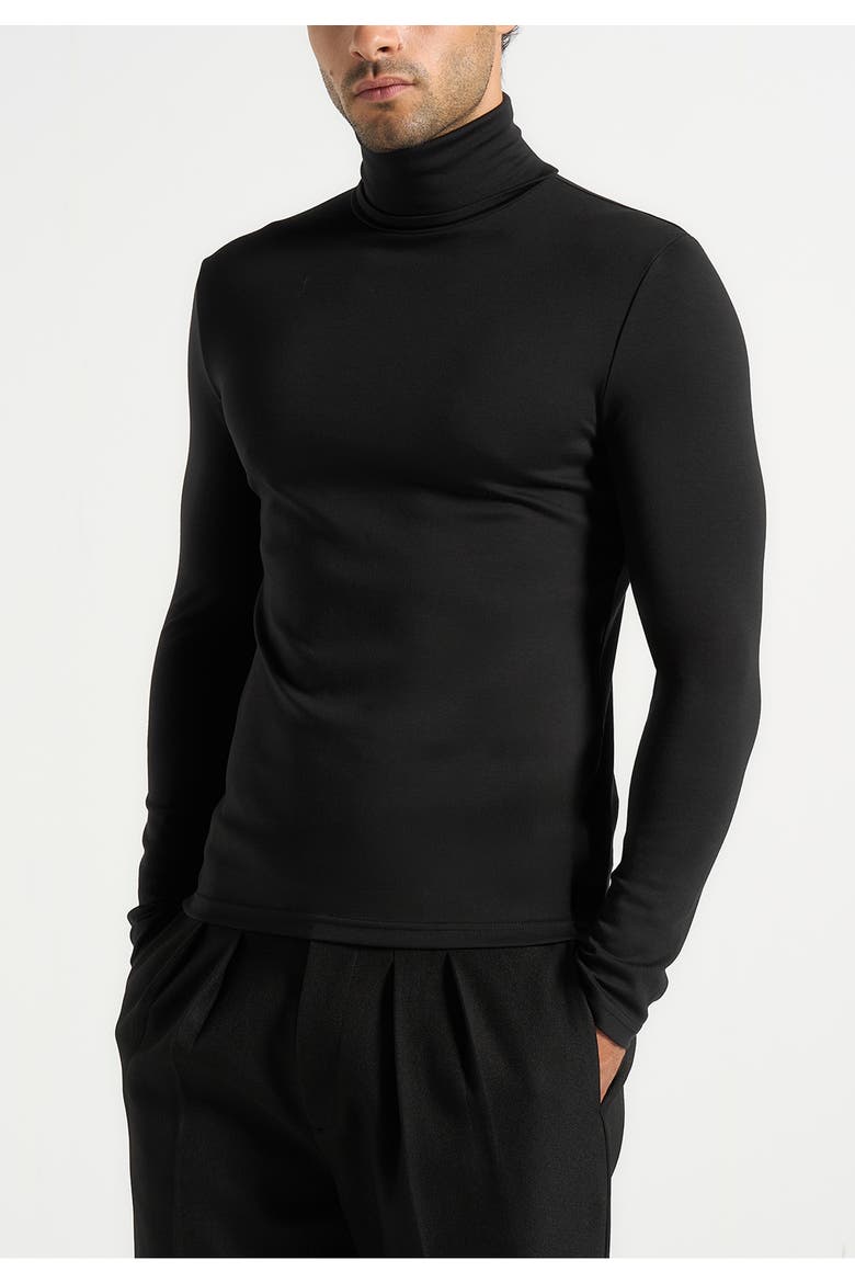 Long Sleeve Roll Neck Top, Main, color, Black
