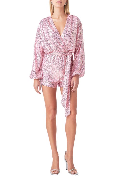 Long Sleeve Sequin Romper