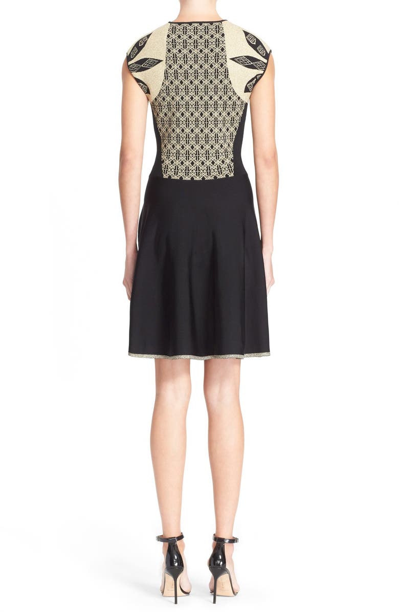 Ted Baker London 'Jenkin' Metallic Jacquard Fit & Flare Dress, Alternate, color, 