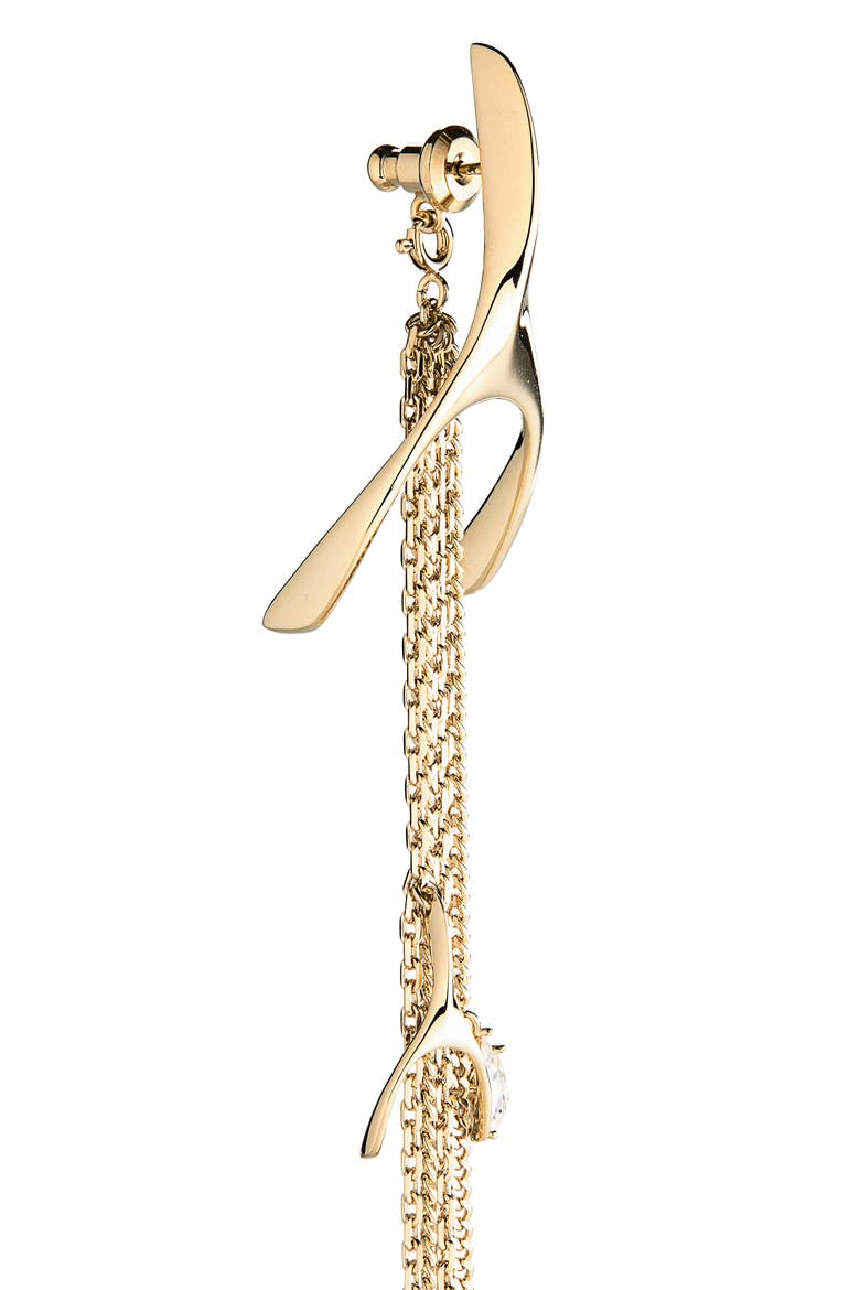 Wishbone Drop Earrings, Alternate, color, PALE GOLD/ STRASS