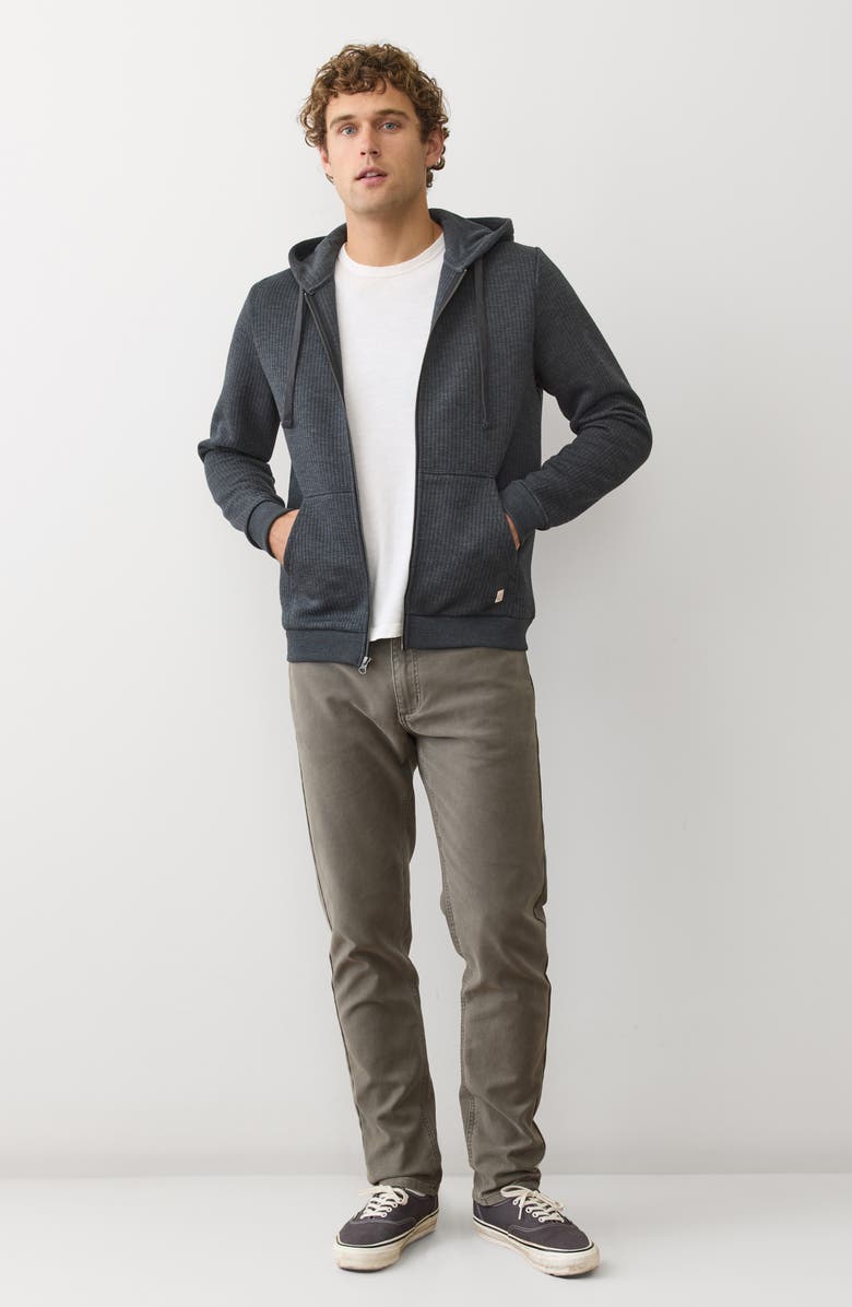 Marine Layer Corbet Quilted Zip-Up Hoodie, Alternate, color, Black Heather