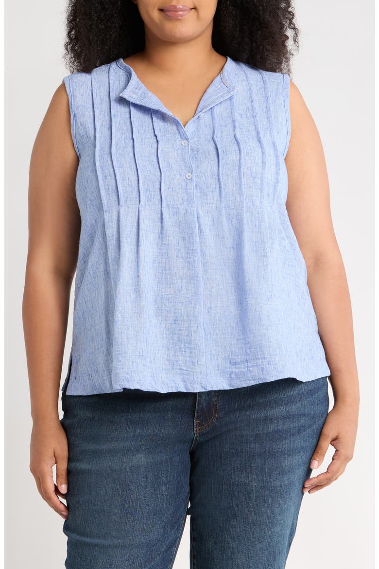 Crinkle Pintuck Top, Main, color, CHAMBRAY