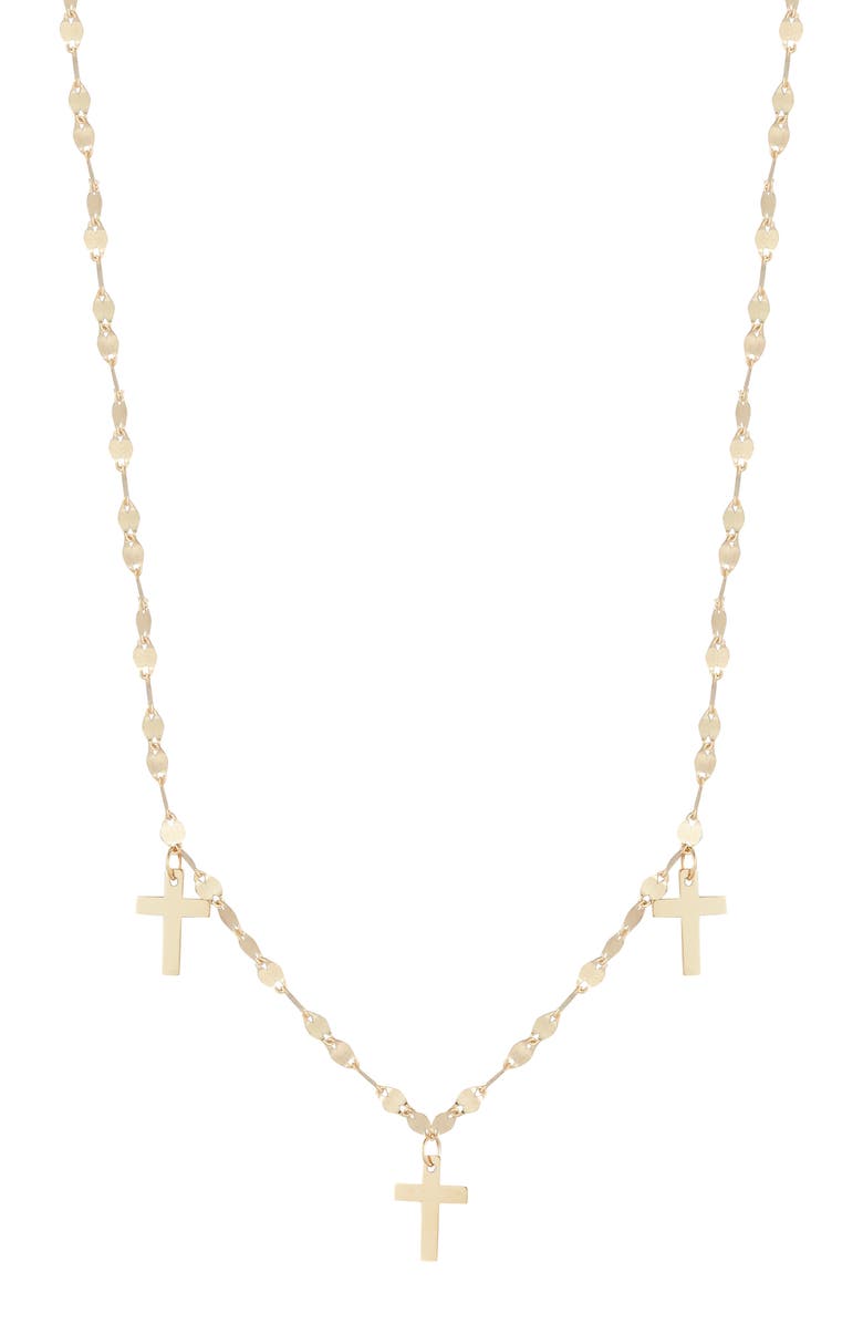Ember Fine Jewelry 14K Yellow Gold Cross Charm Necklace, Main, color, Gold