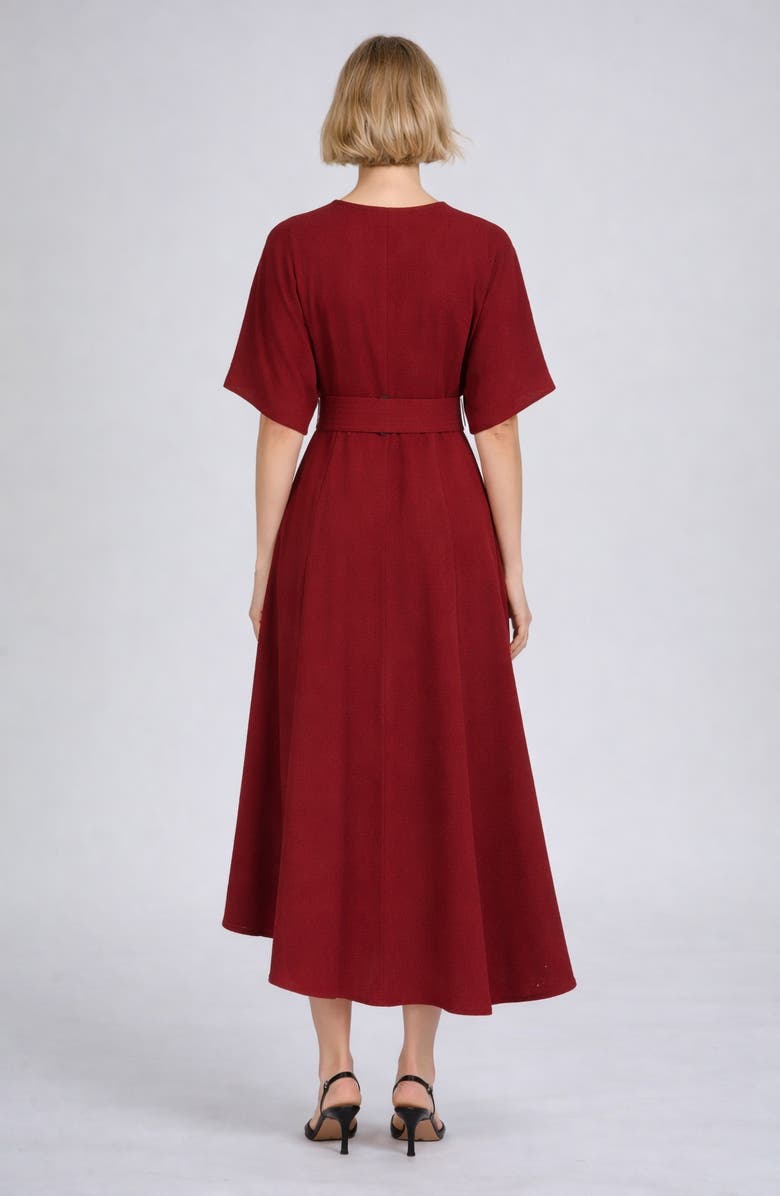 ELLE Collection Belted Midi Dress, Alternate, color, Wine
