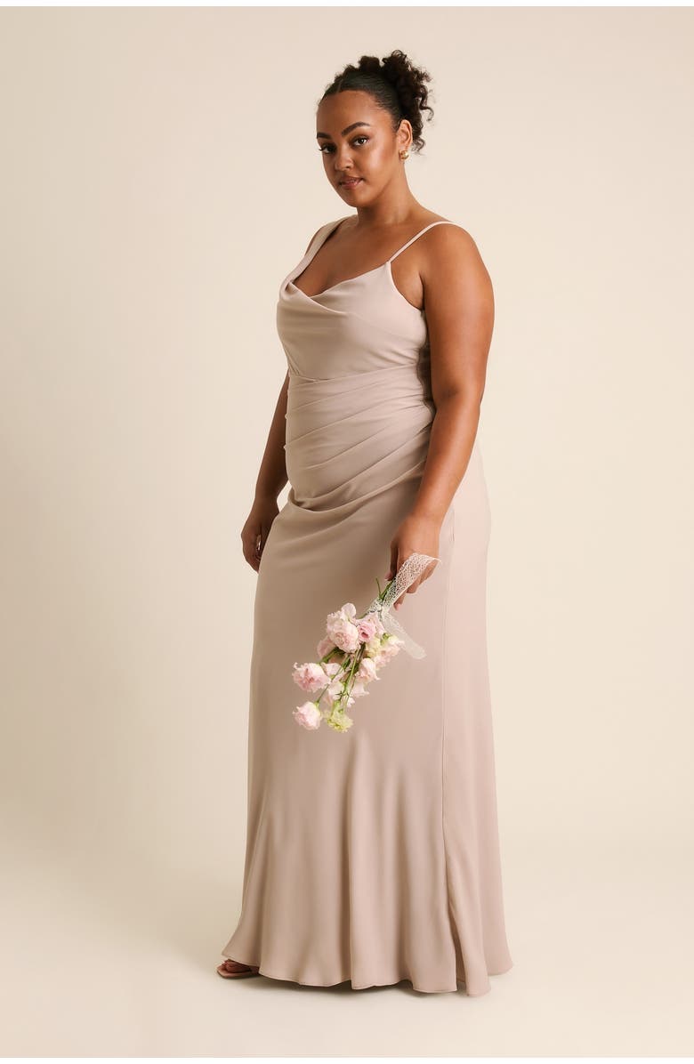 Six Stories Cowl Front Chiffon Bridesmaid Dress, Alternate, color, Truffle