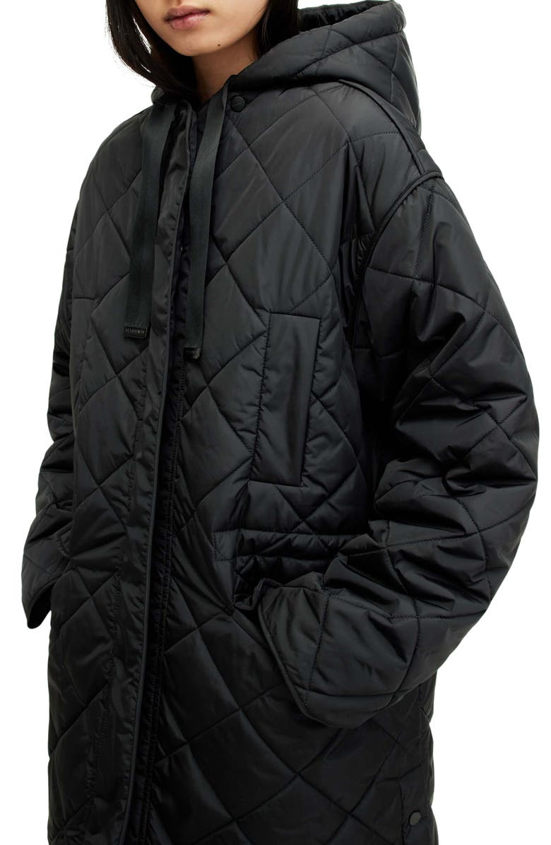 AllSaints Rina Relaxed Fit Quilted Liner Coat, Alternate, color,
