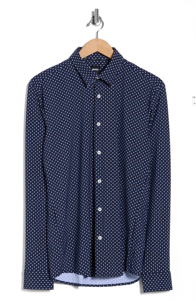 BOSS Roan Kent Long Sleeve Button-Up Shirt, Alternate, color, Navy
