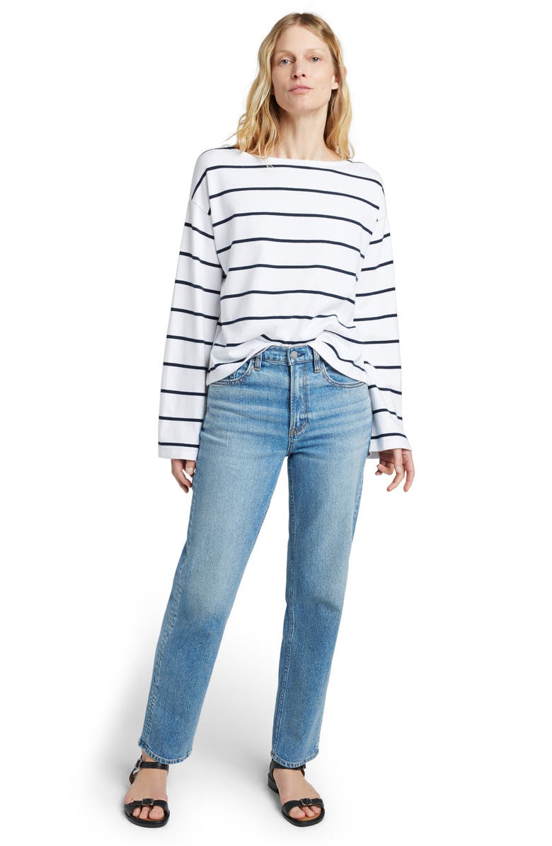 Faherty Rugby Stripe Organic Cotton Boat Neck T-Shirt, Alternate, color, 