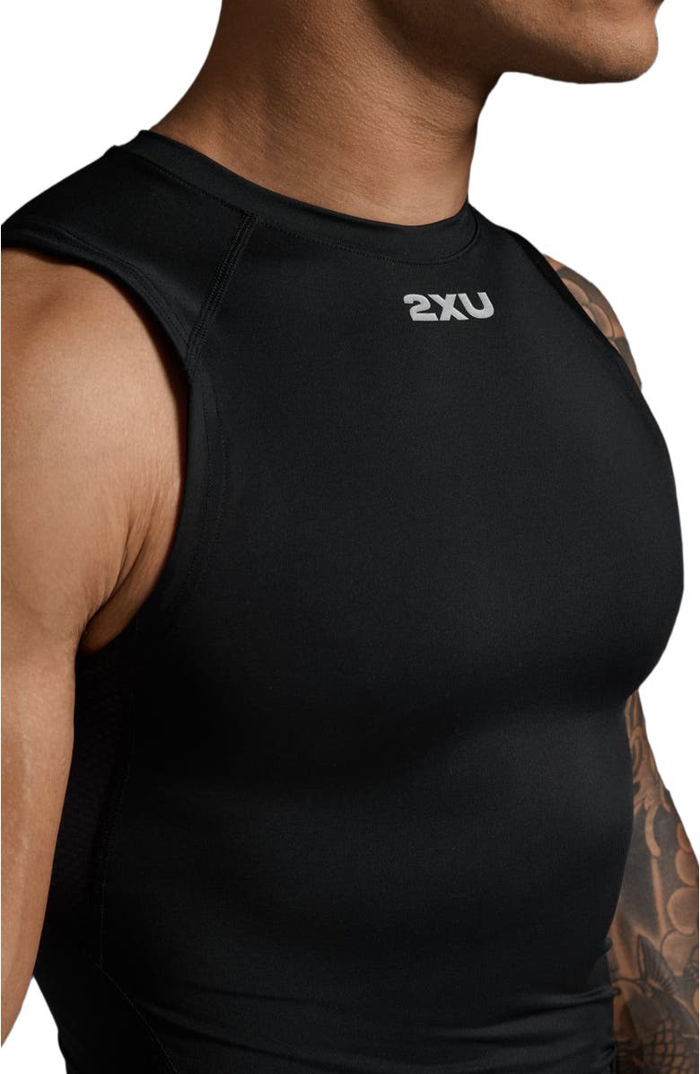 2XU Core Compression Sleeveless, Alternate, color, Black/Silver