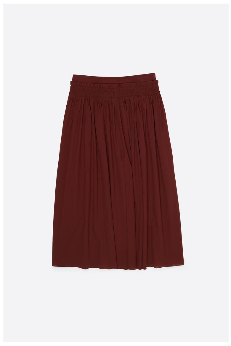 Flared Cotton Midi Skirt, Alternate, color, BROWN
