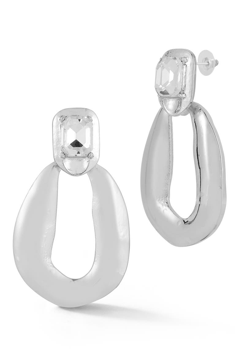 Cubic Zirconia Drop Earrings, Main, color, SILVER