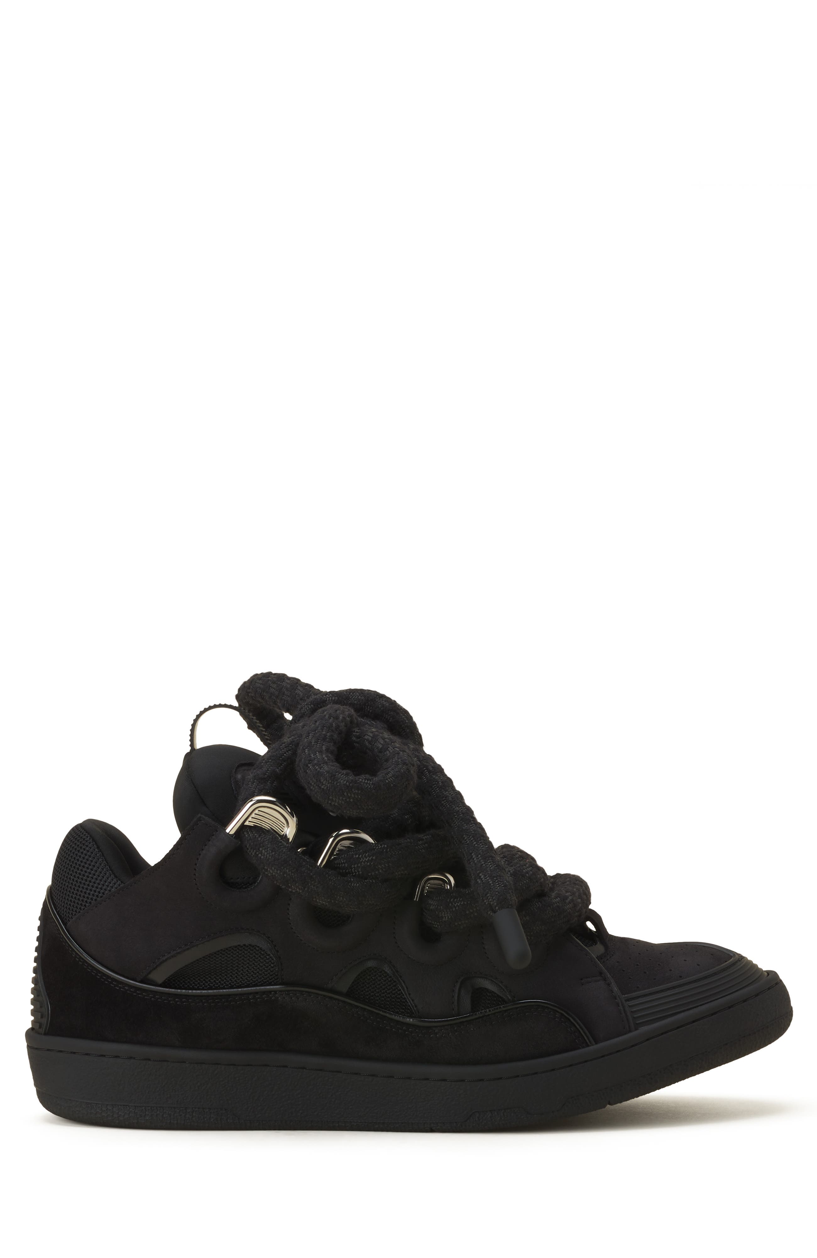 Curb Snake Sneakers In Leather, Main, color, Black