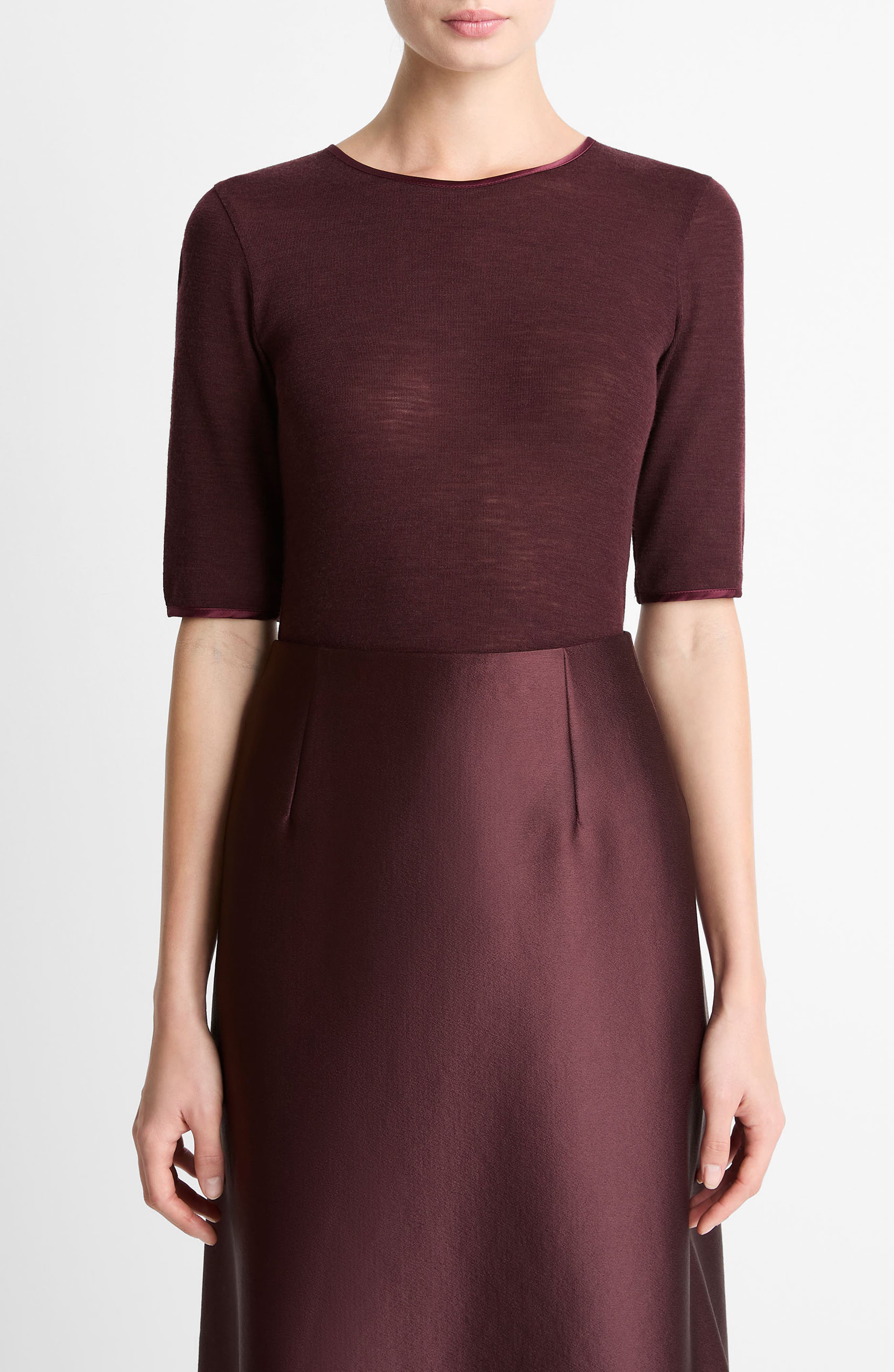 Satin Trim Wool Top
