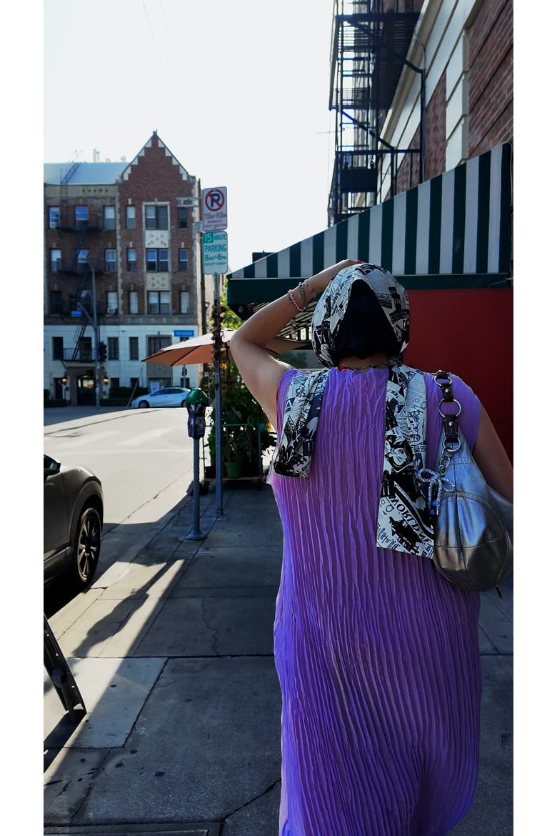 Jaya Pleated Dress, Alternate, color, lavender/lipstick