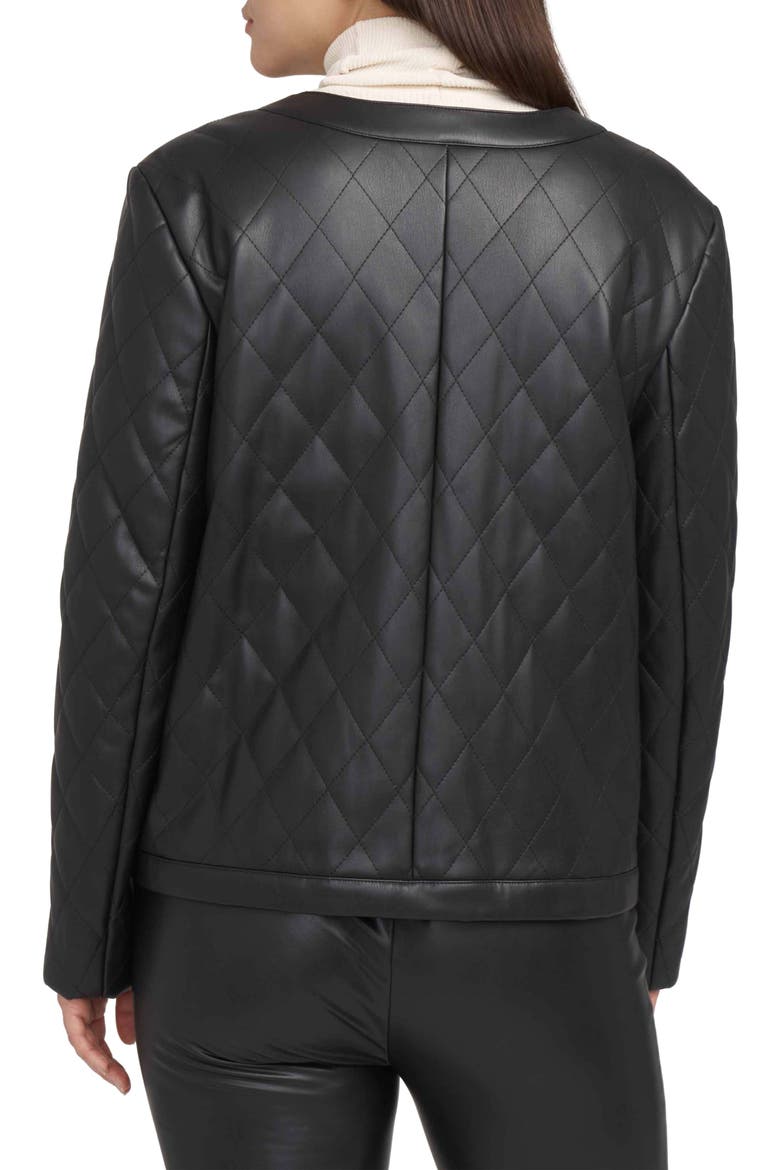 Quilted Faux Leather Jacket, Alternate, color, ANNE BLACK