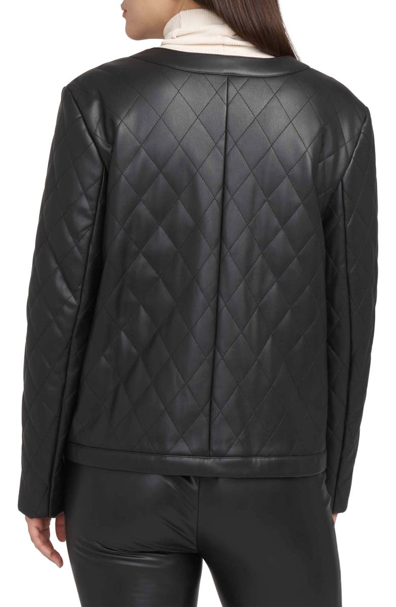 Anne Klein Quilted Faux Leather Jacket, Alternate, color, 