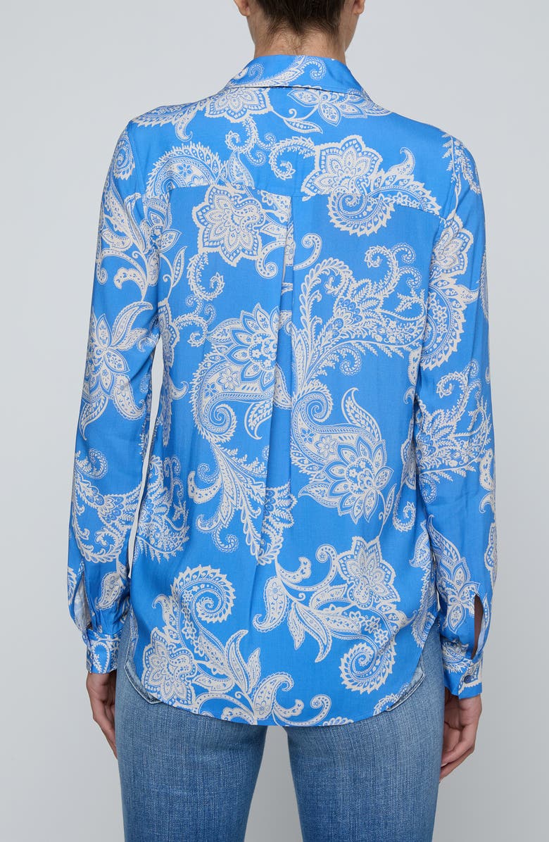 L'AGENCE Holly Paisley Button-Up Shirt, Alternate, color, Regatta Blue/Ivy 2Tone Paisley