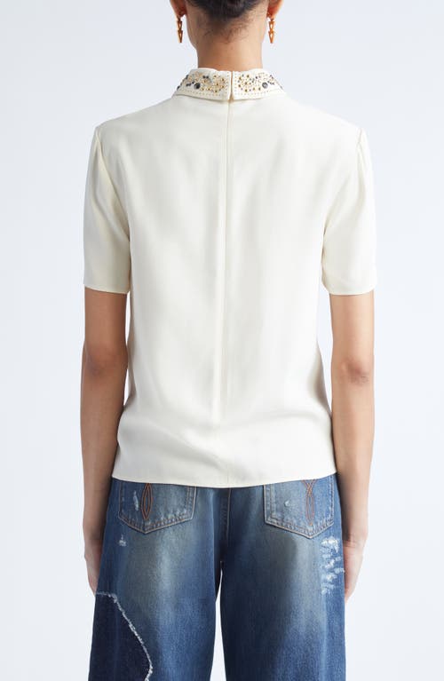 Versace Embellished-collar Short-sleeve Top In Neutral