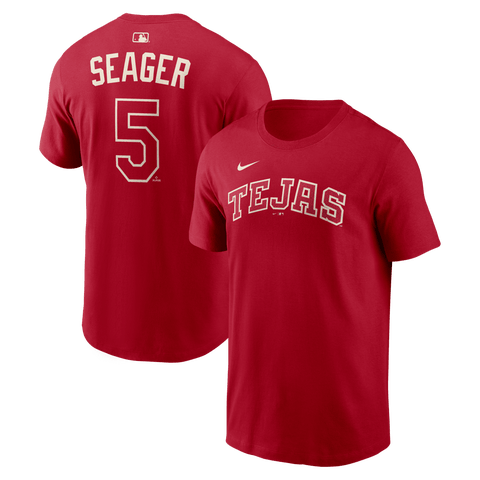 Men's Nike Corey Seager Red Texas Rangers 2026 City Connect Name & Number T-Shirt