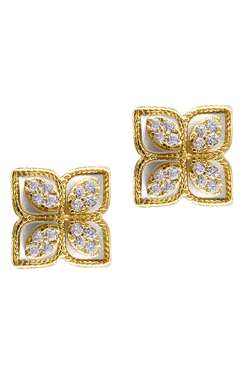 Adornia Renaissance Pavé Crystal Flower Stud Earrings, Main, color,
